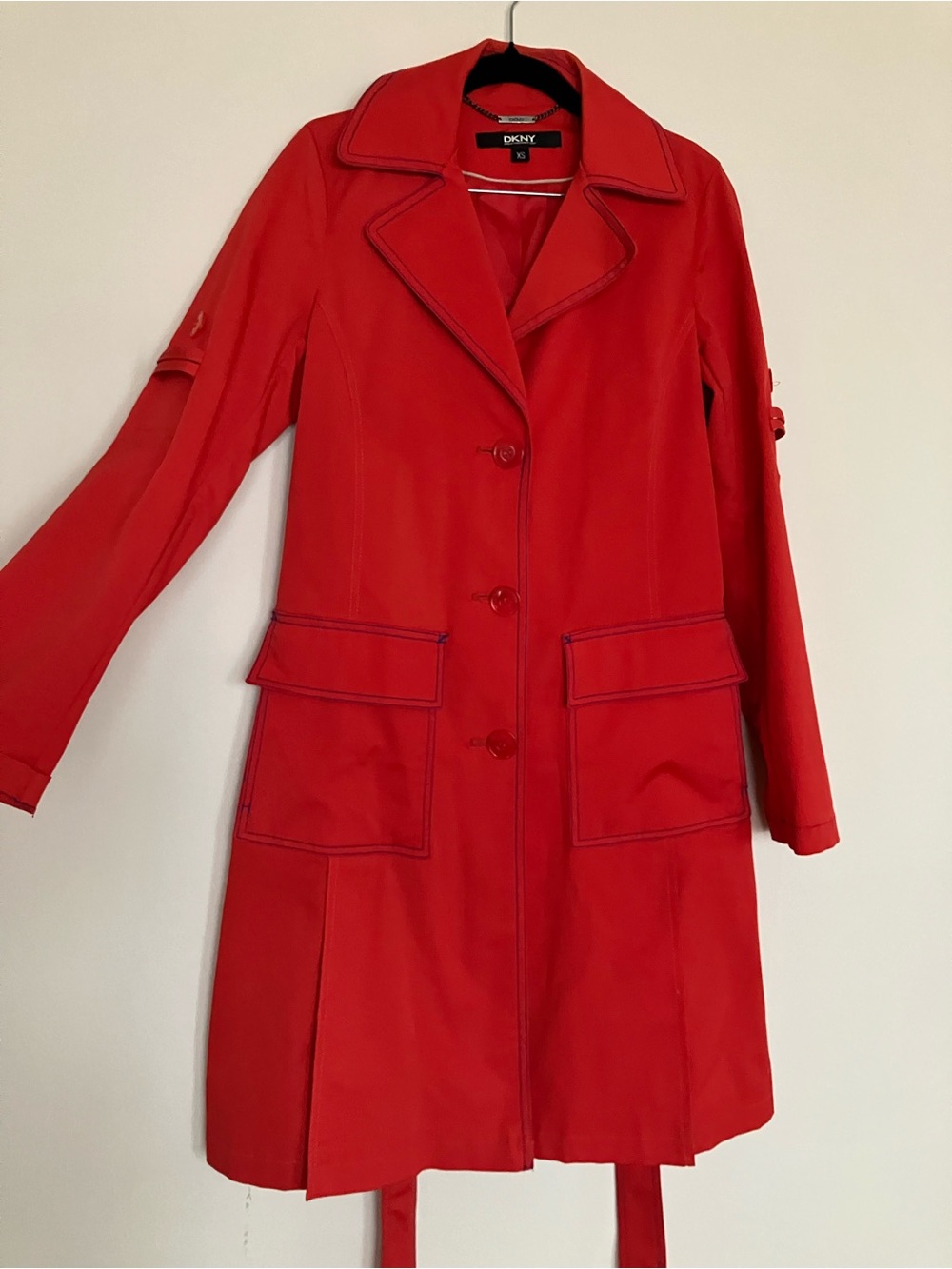 DKNY Trench Coat with Contrast Trim
